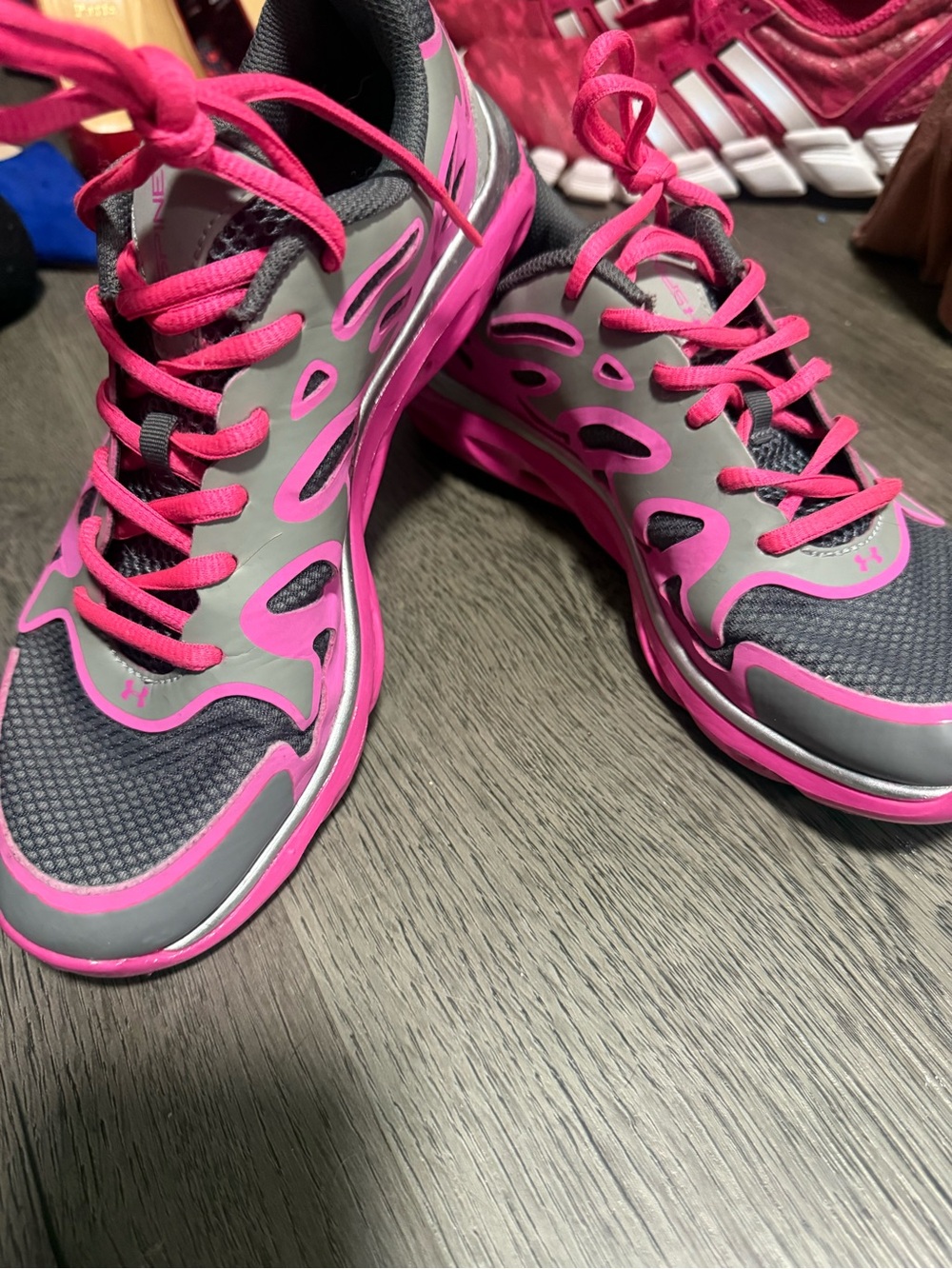 Under Armour Women’s Gray and Hot Pink Athletic Shoes